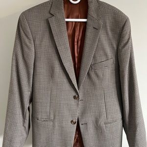 Brown Checkered Overcoat Jacket in Perfect Condition